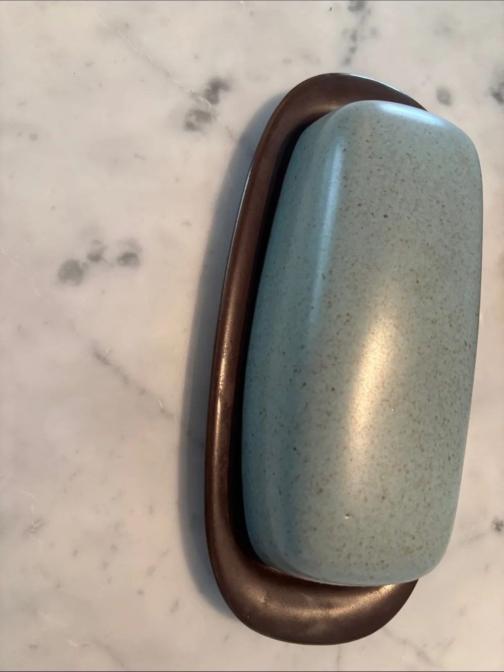 Braystone turquoise stoneware gravy boat and butter dish